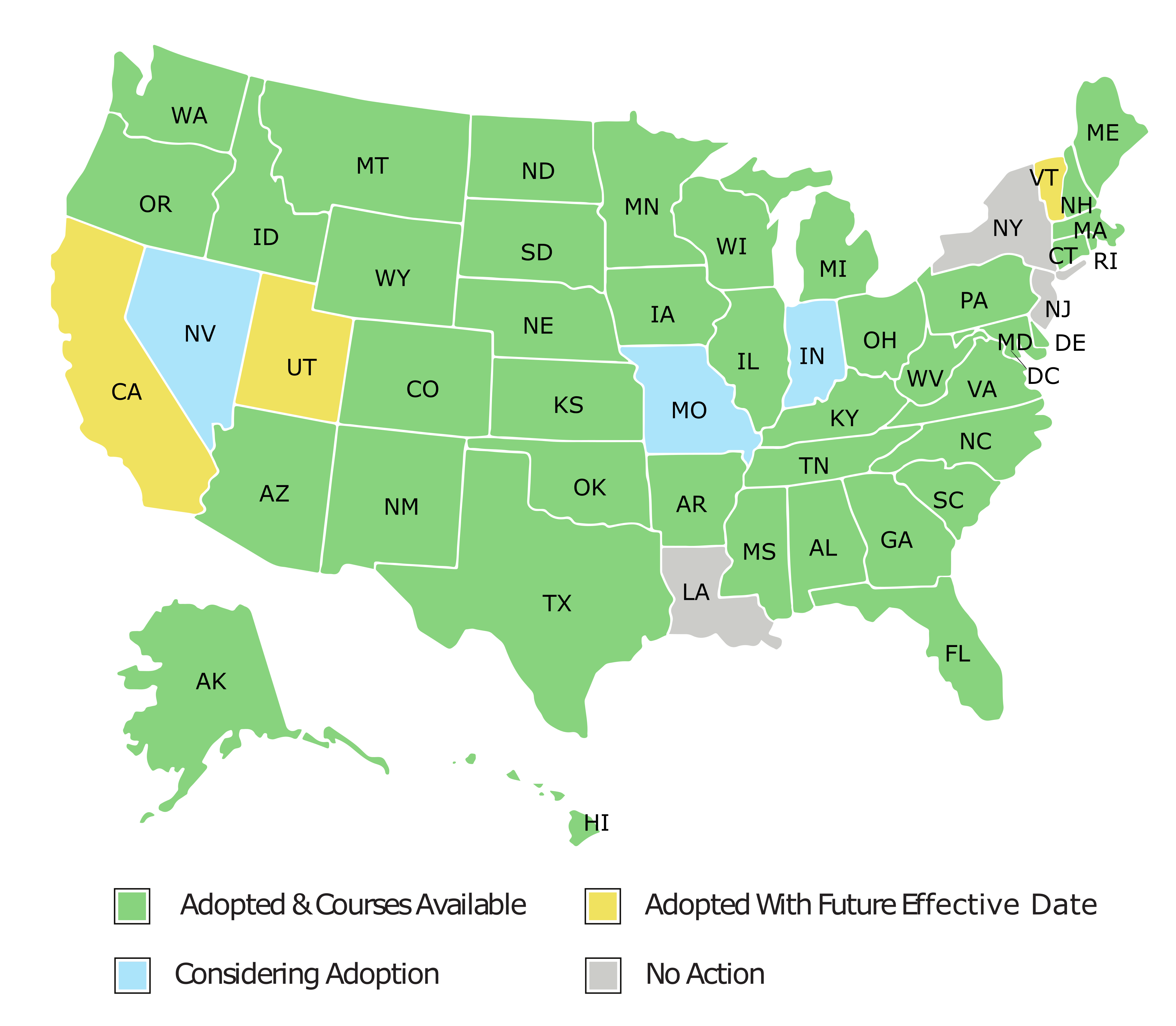 Map of states adopting Annuity Transactions Model Regulation