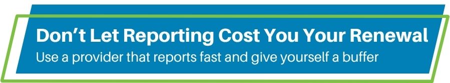 Don't Let CE Reporting Cost You Your Insurance License Renewal - Use a Provider that Reports fast and give yourself a buffer blog header graphic
