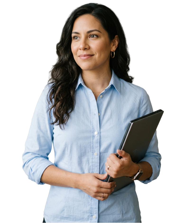 CPA professional holding a laptop